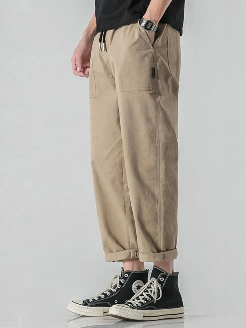 Men's Plus Size Drawstring Wide Leg Pants