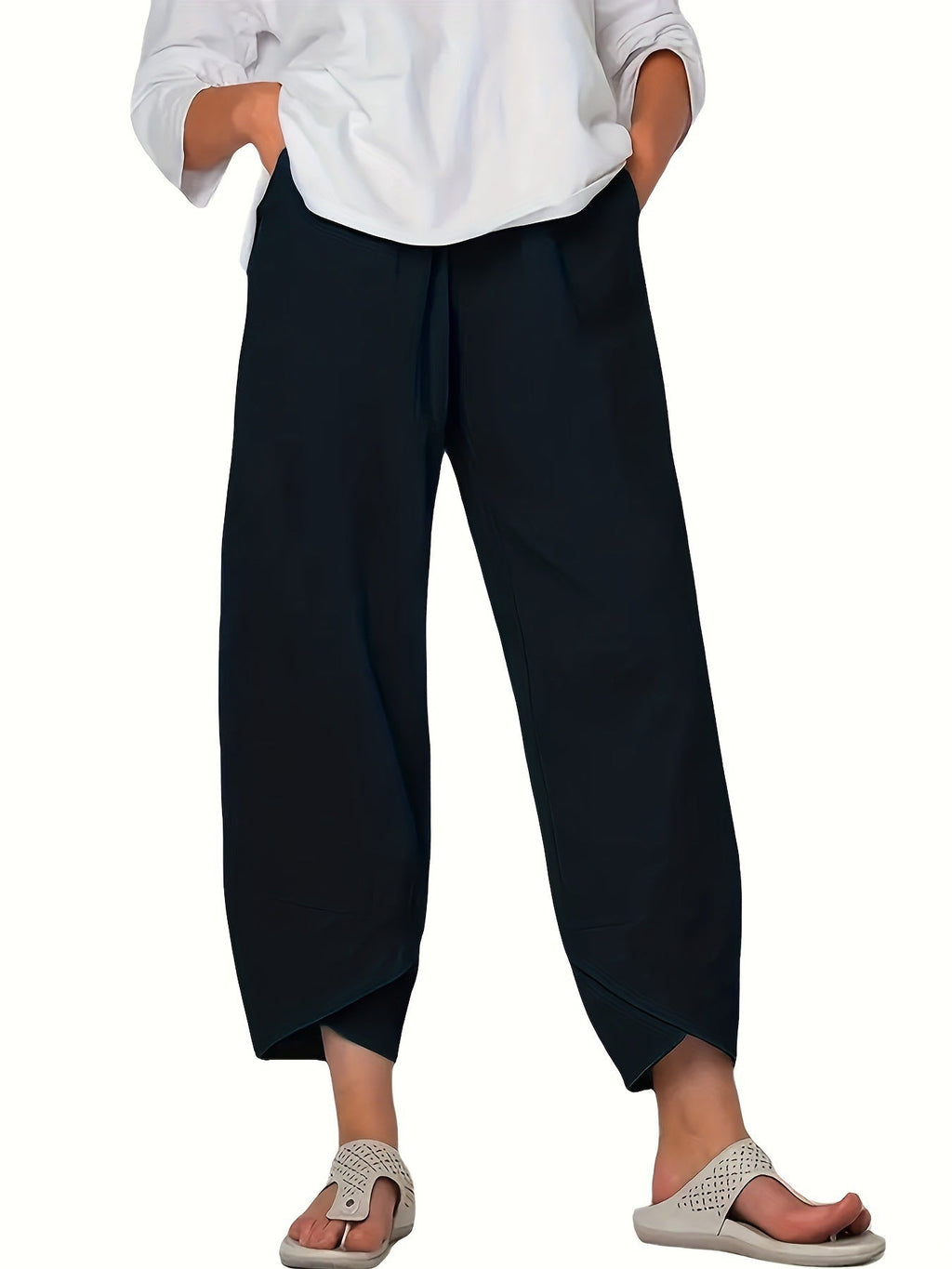 Elastic Waist Pants with Pockets