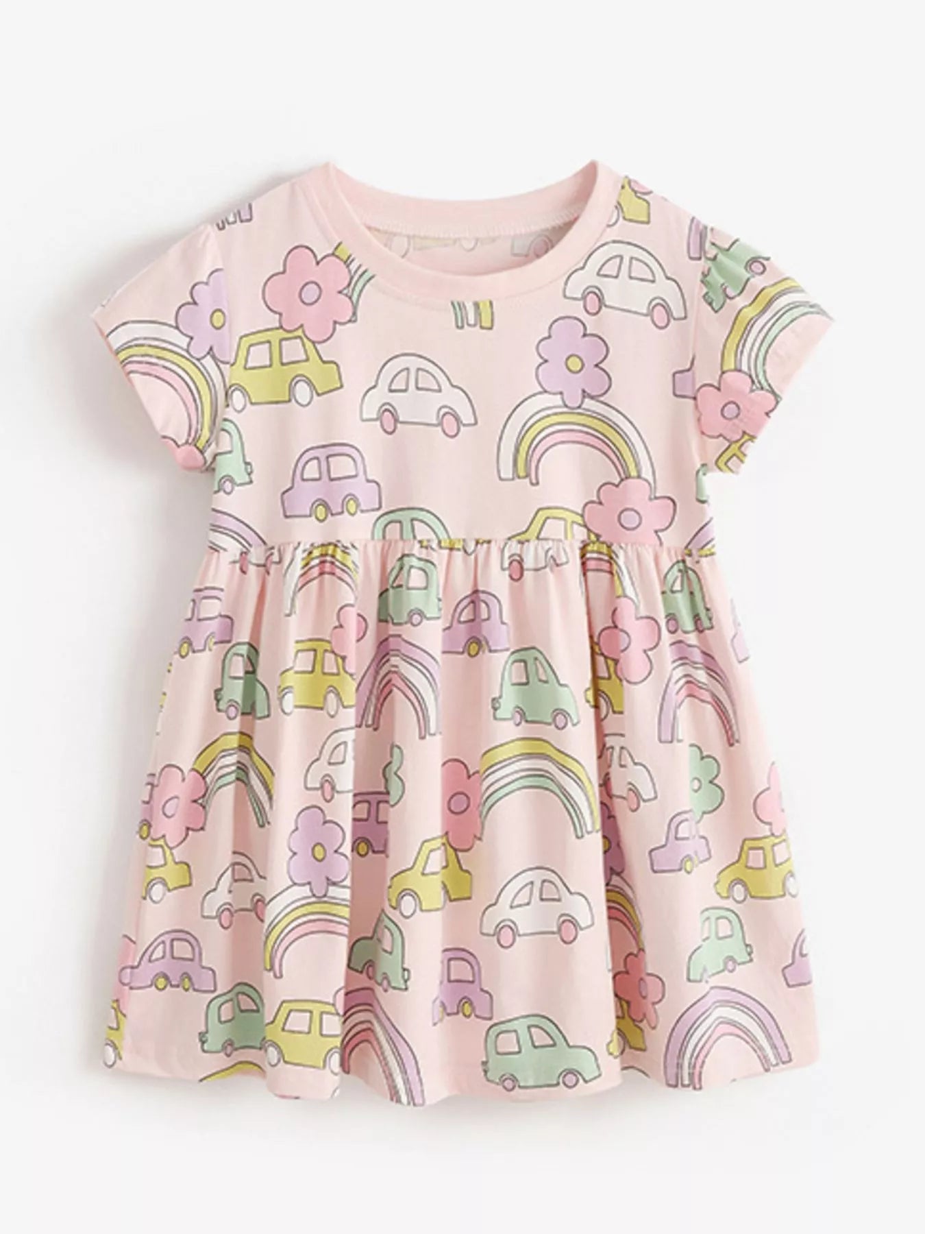Children's Cute Cartoon Car Print Casual Dress