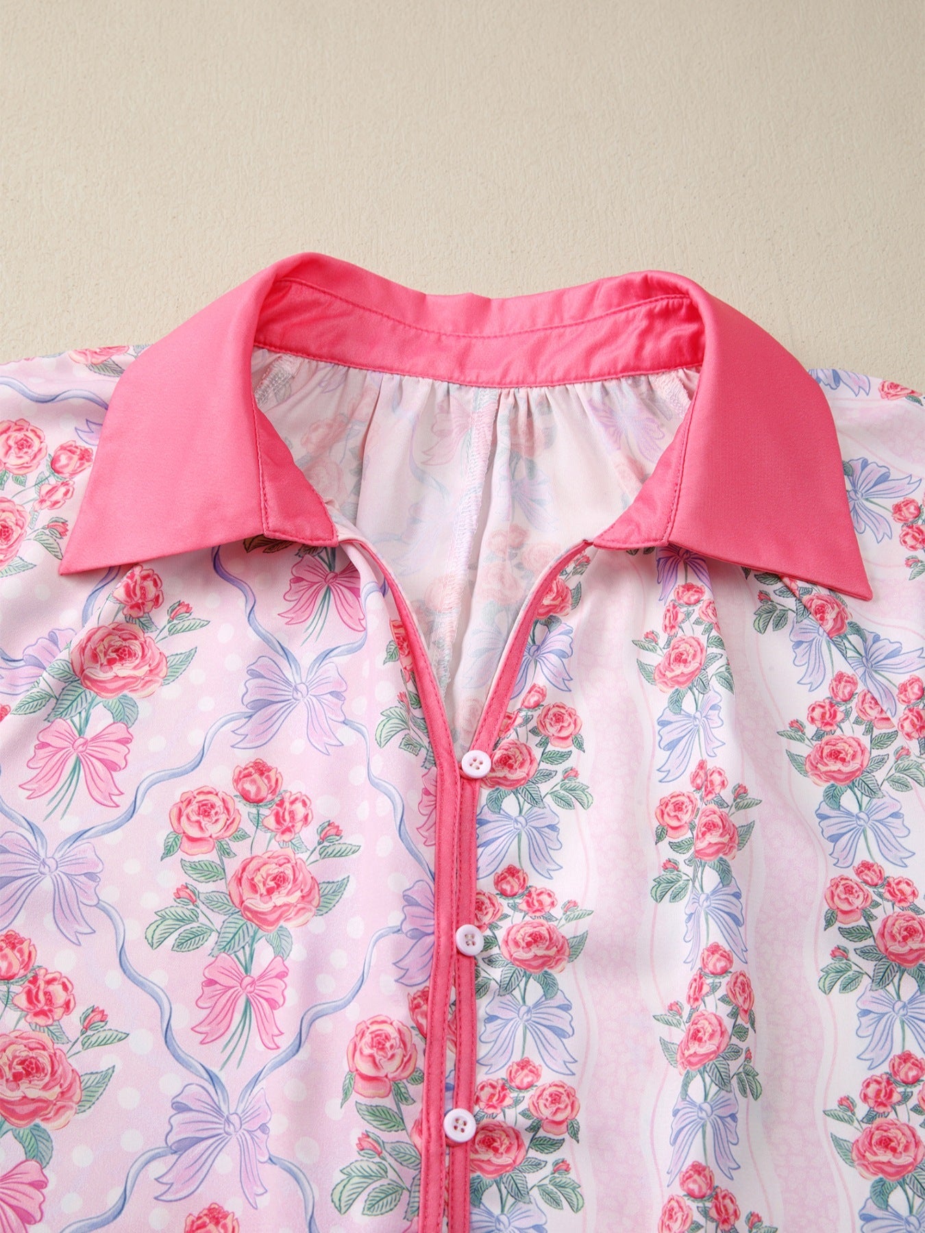 Floral Collared Ruffled Half Sleeve Shirt