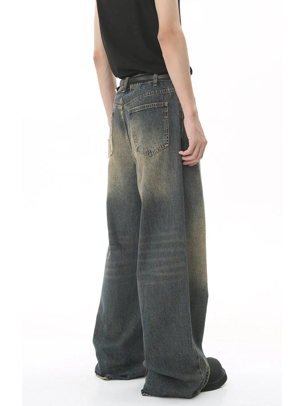 Men's Full Size Vintage Wash Wide Leg Jeans Plus Size