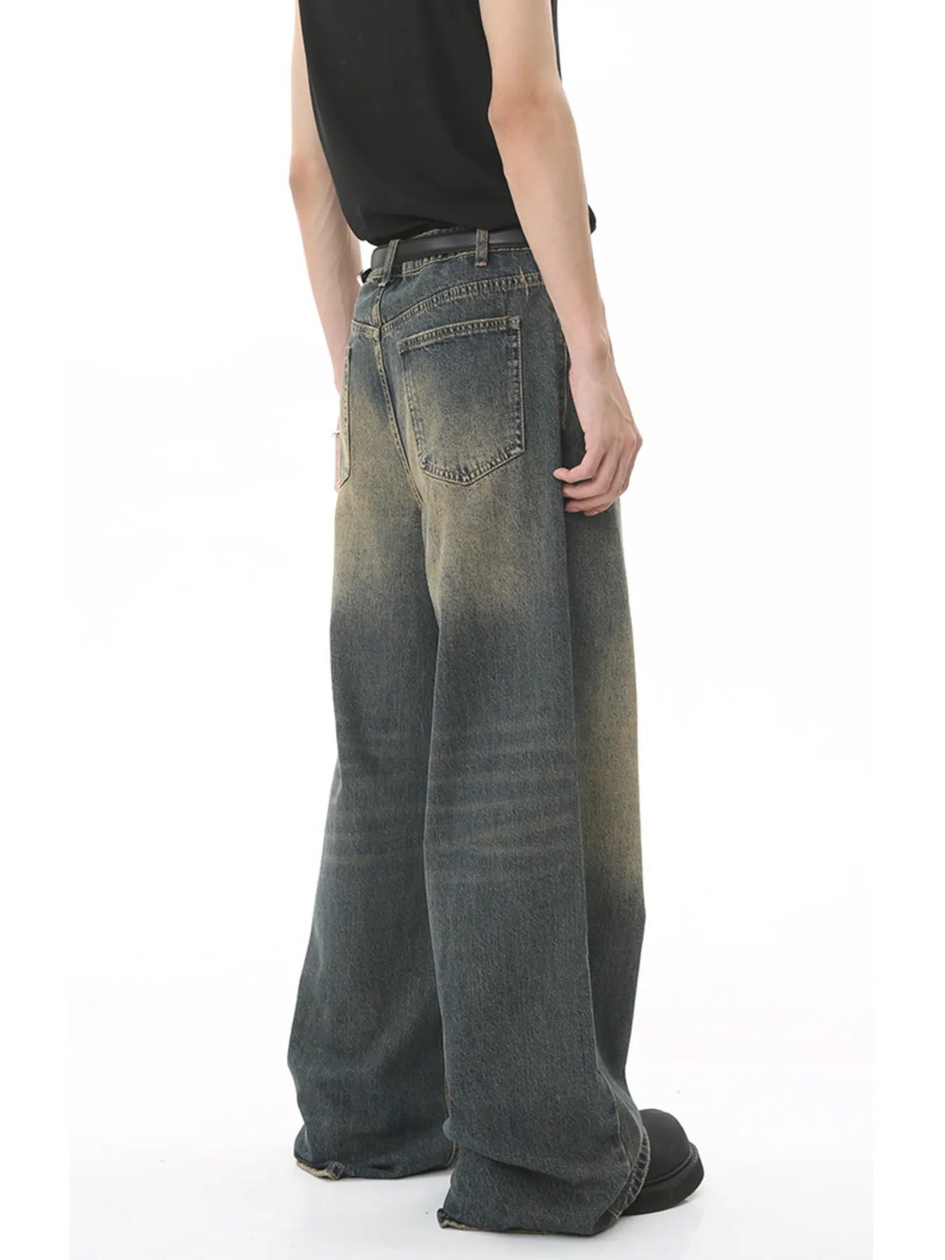 Men's Full Size Vintage Wash Wide Leg Jeans Plus Size