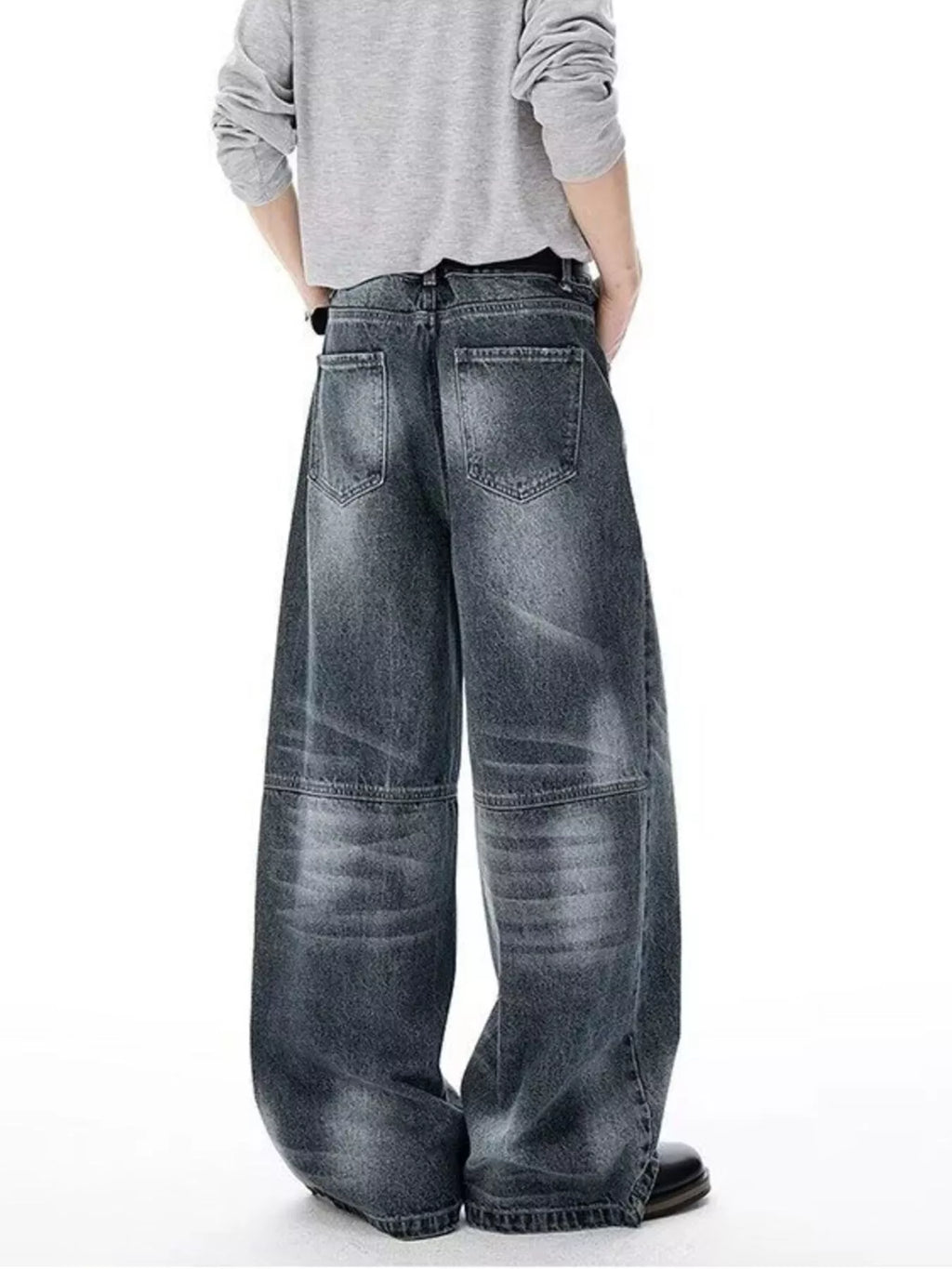 Men's Full Size Vintage Wash Wide Leg Jeans Plus Size