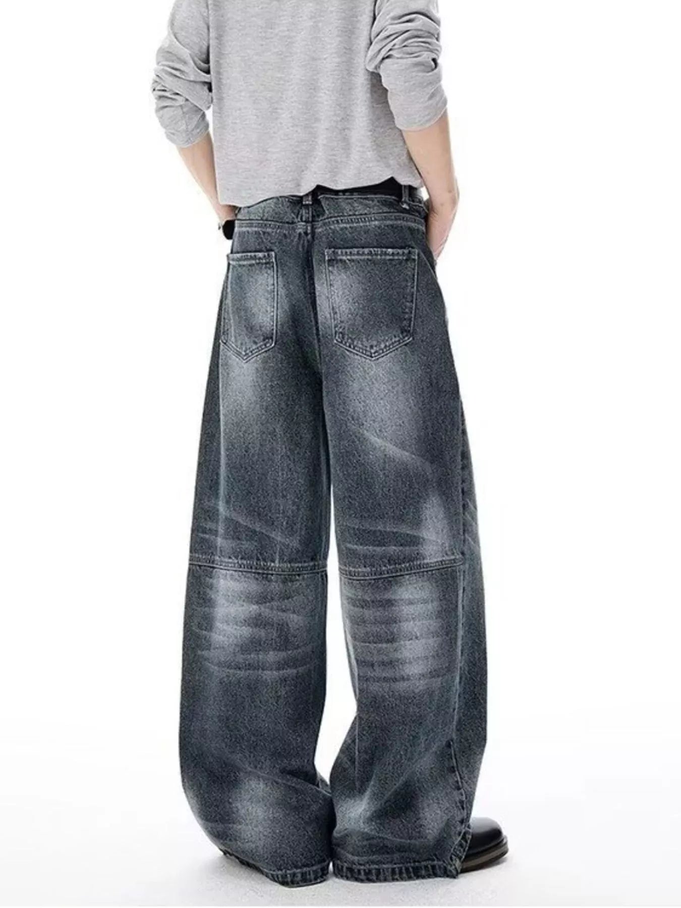 Men's Full Size Vintage Wash Wide Leg Jeans Plus Size