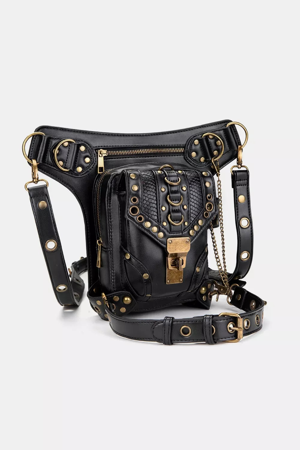 Steampunk Rivet Decor Multipurpose Crossbody Bag