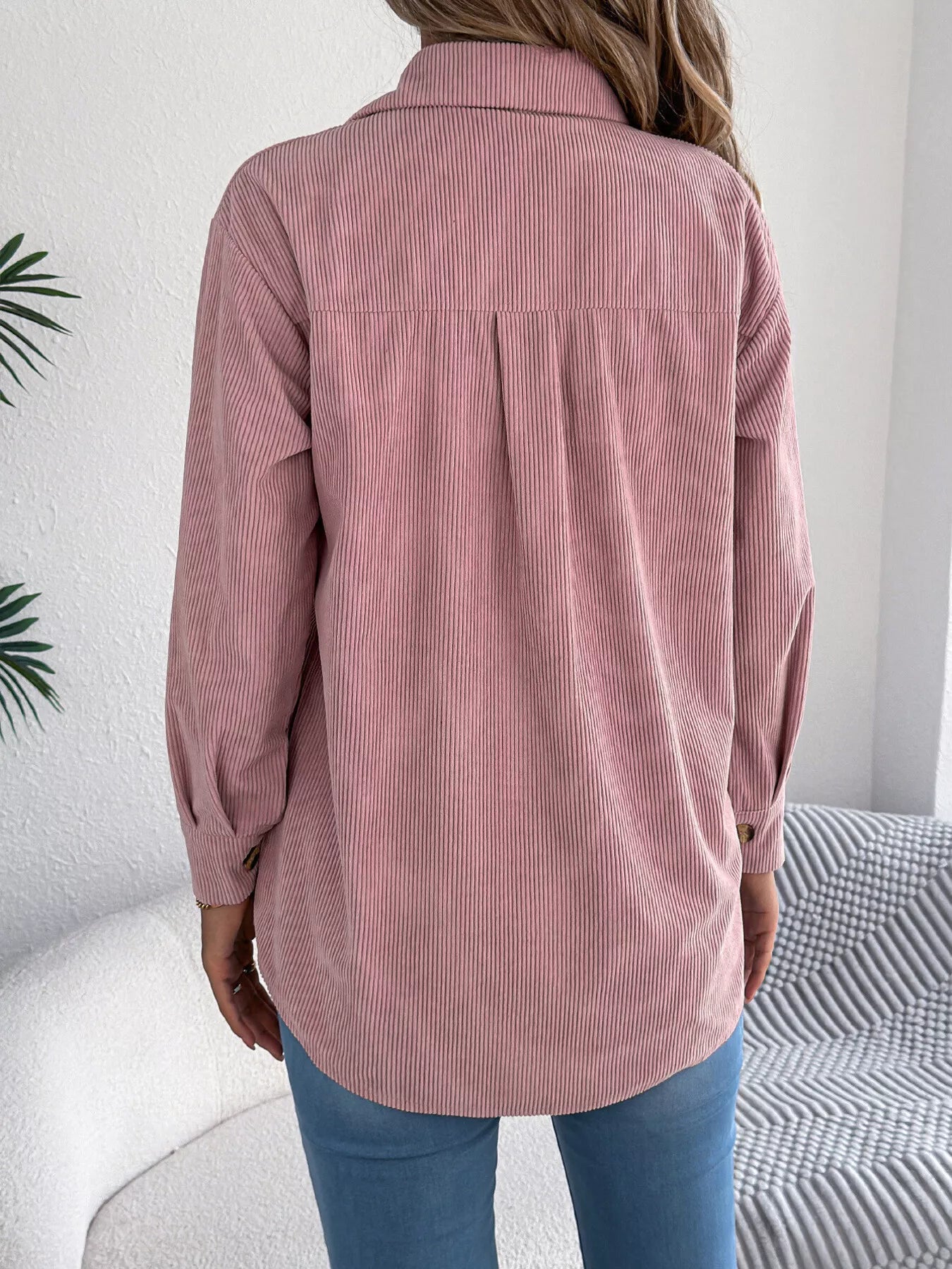 Casual Corduroy Button-Up Shacket