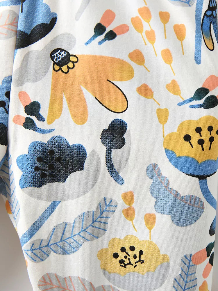 Children's Floral Print Elastic Waist Pants