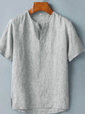 Men's Plus Size Casual Slit Short Sleeve Blouse