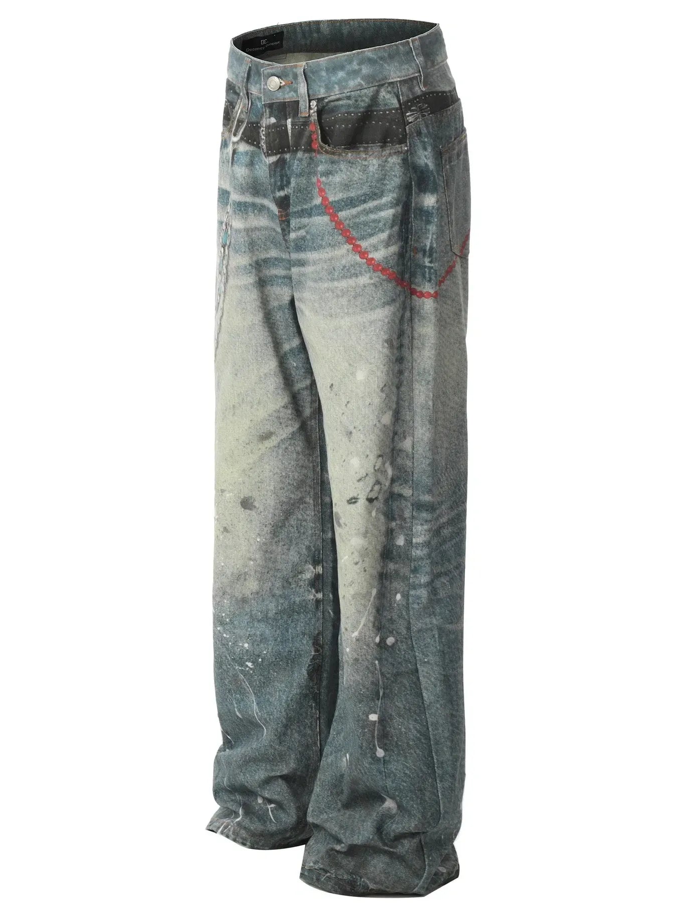 Men's Paint Splatter Wide Leg Jeans