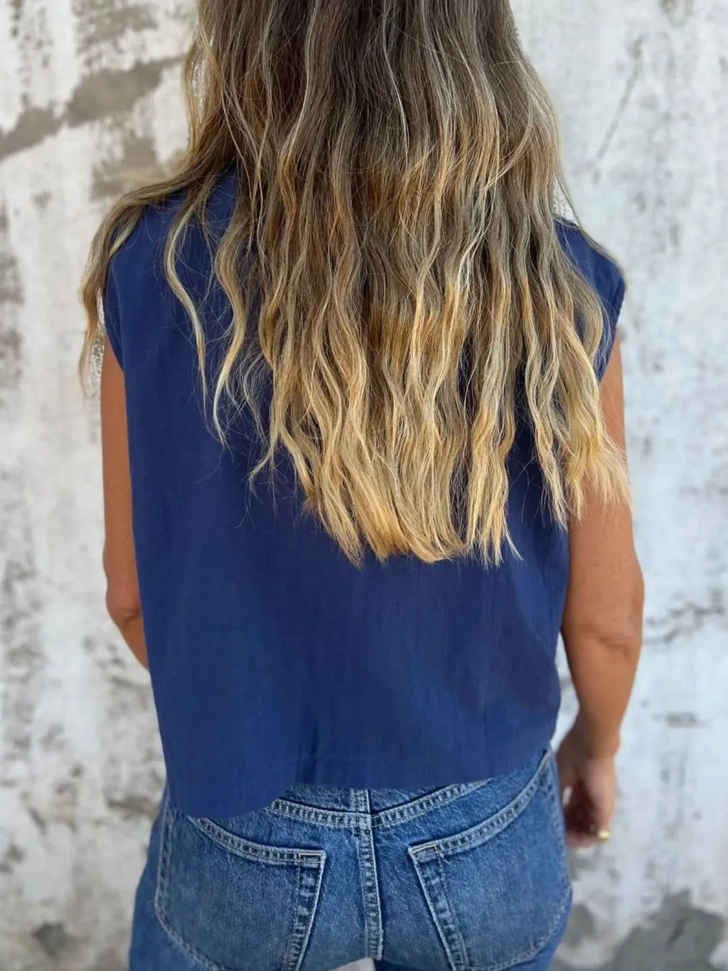 Full Size Textured Button-Front Sleeveless Shirt Plus Size