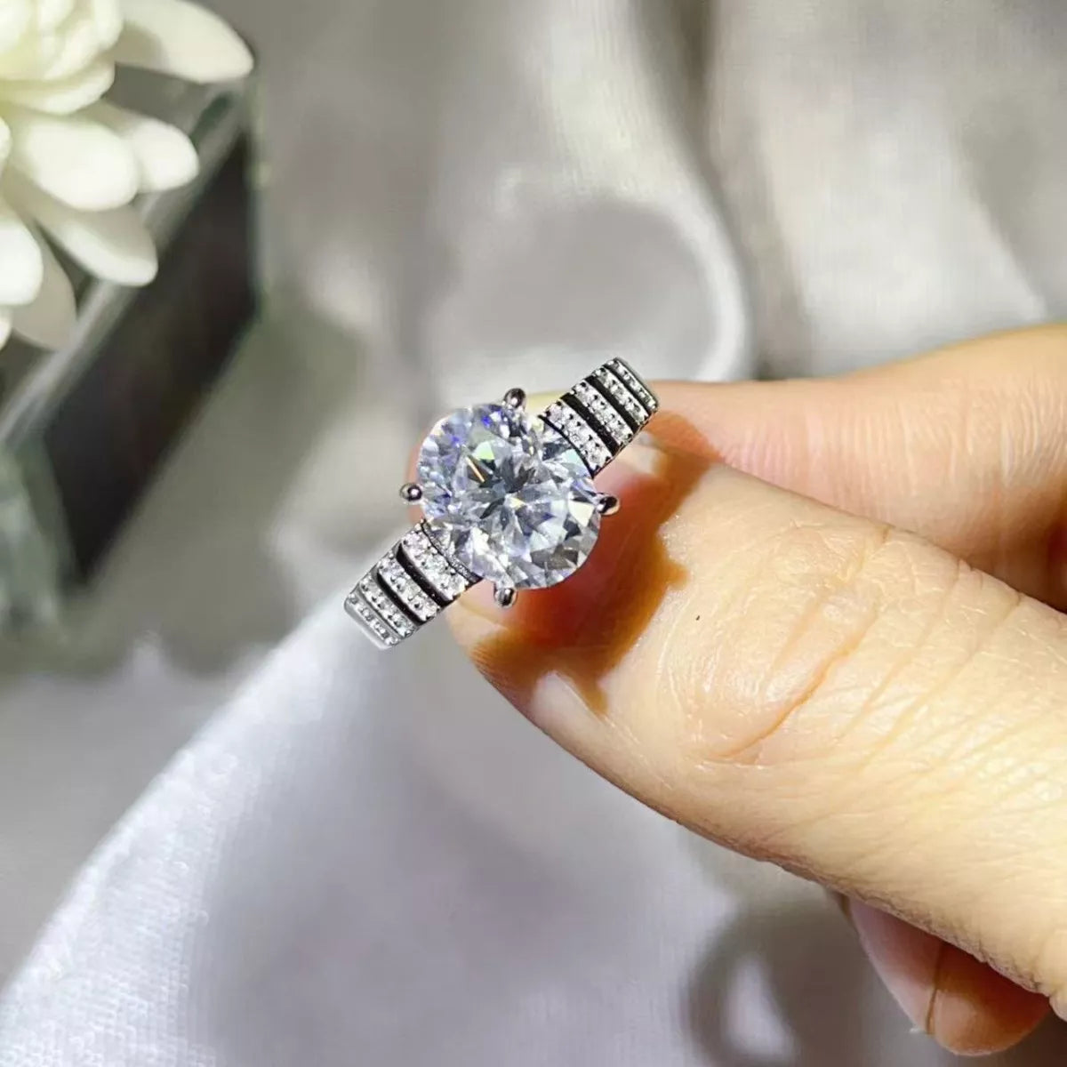 3 Carat Moissanite Oval 925 Sterling Silver Ring