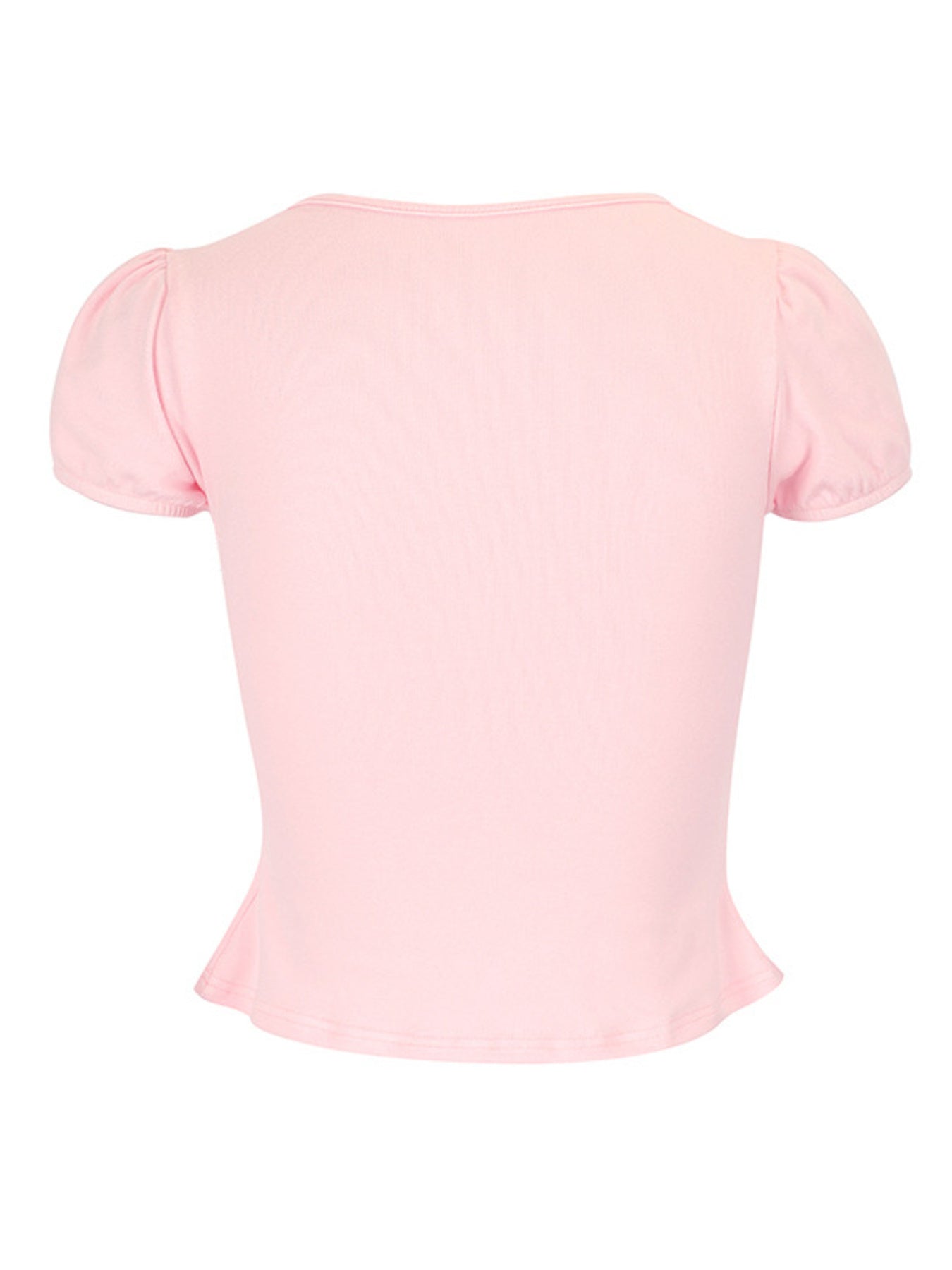 Tie-Front Puff Sleeve T-Shirt