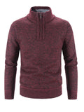 Men's Plus Size Quarter Zip Long Sleeve Sweater