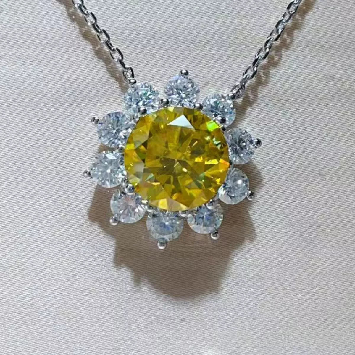 5 Carat Moissanite 925 Sterling Silver Pendant Necklace