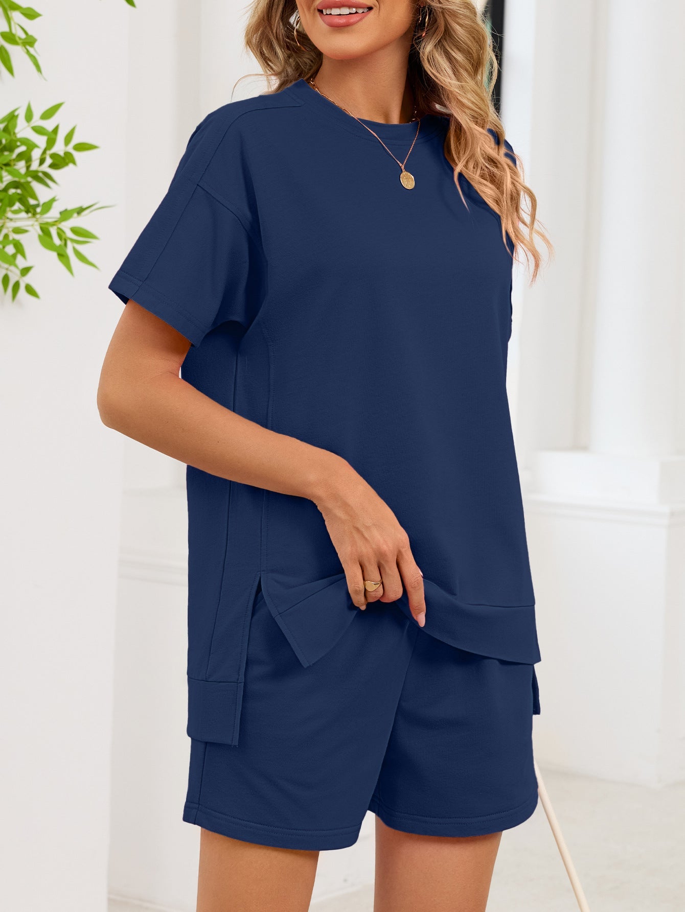 Round Neck Short Sleeve T-Shirt and Shorts Set