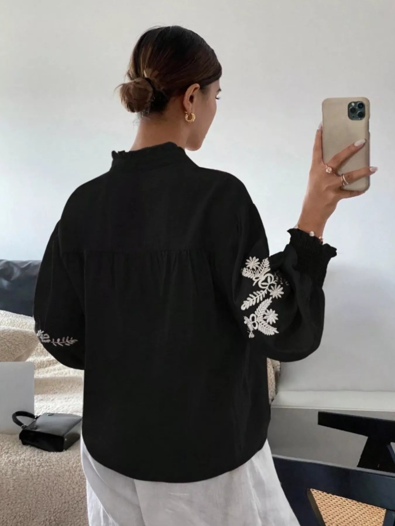 Embroidered Long Sleeve Blouse