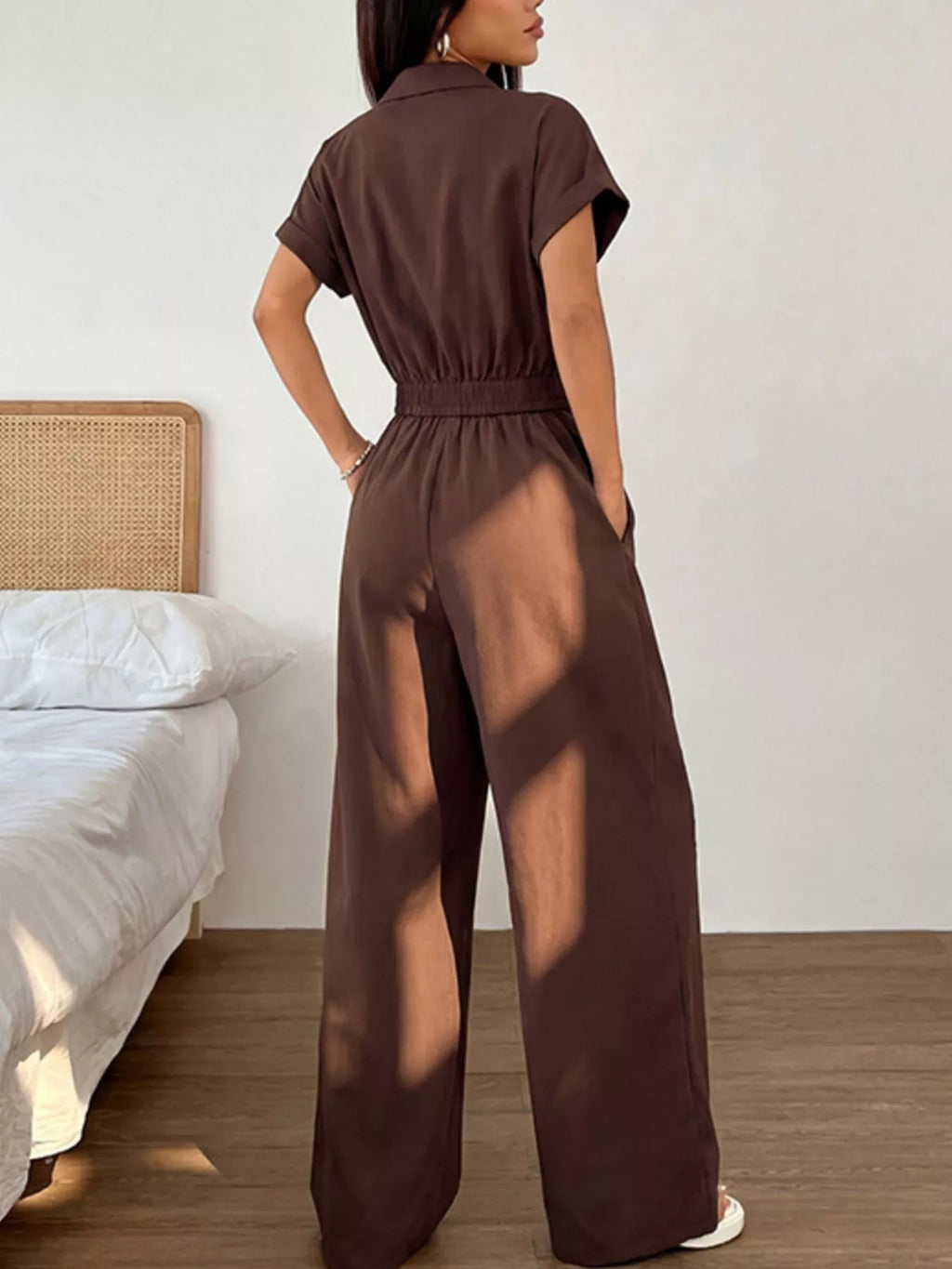 Cargo Pocket Zipper Front Jumpsuit