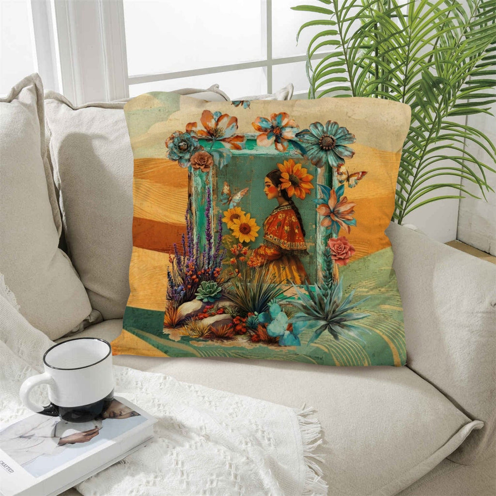Baha Ranch Colores de Mexico Fantasia Throw Pillow Case 18x18inch Made In America