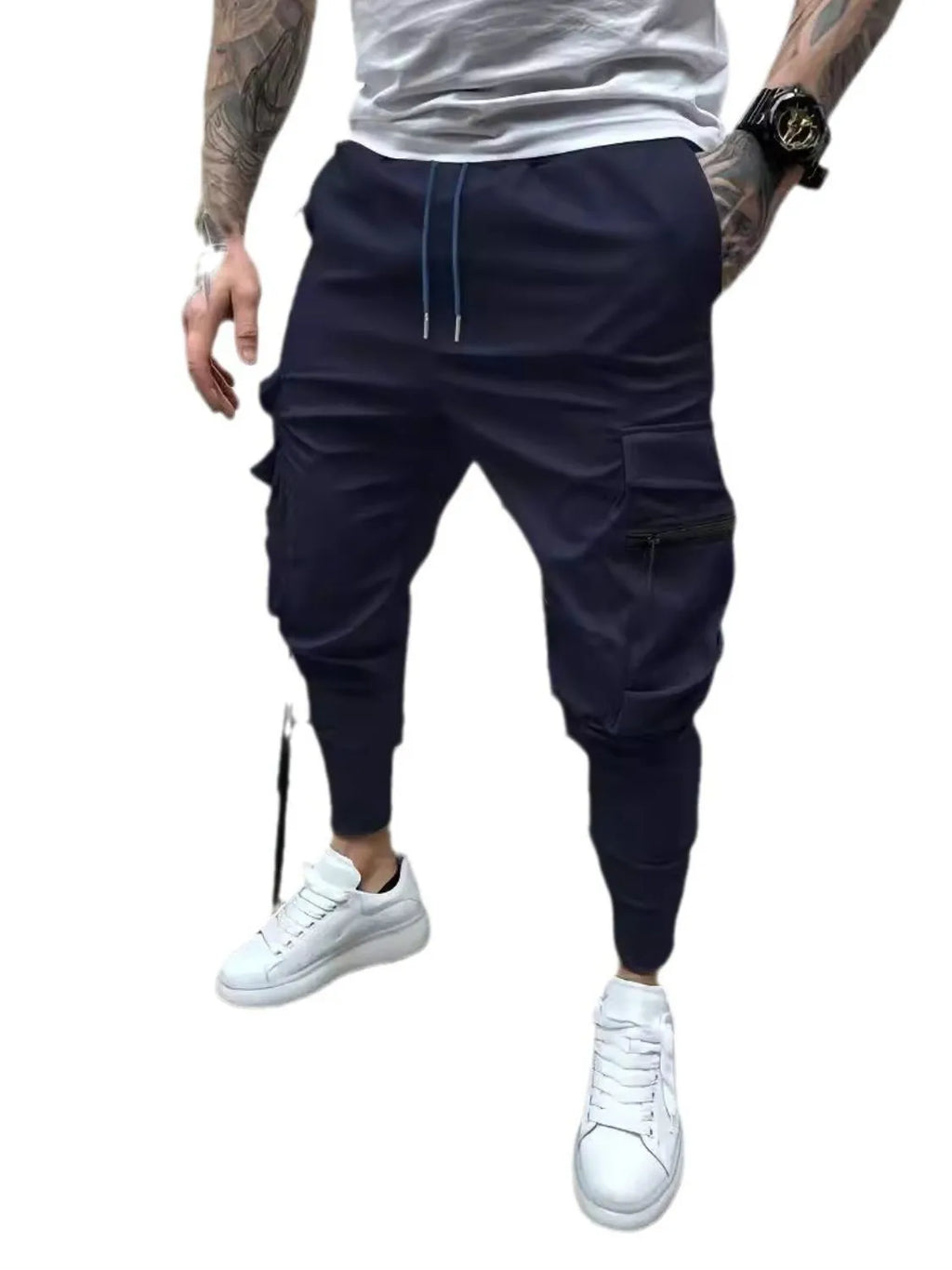 Men's Full Size Drawstring Pants with Pockets Plus Size