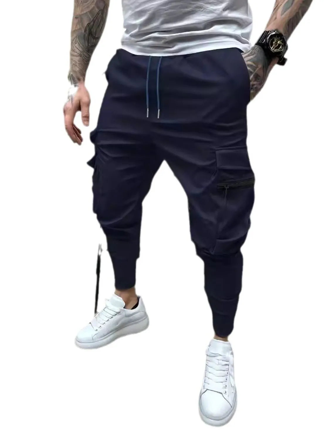 Men's Full Size Drawstring Pants with Pockets Plus Size