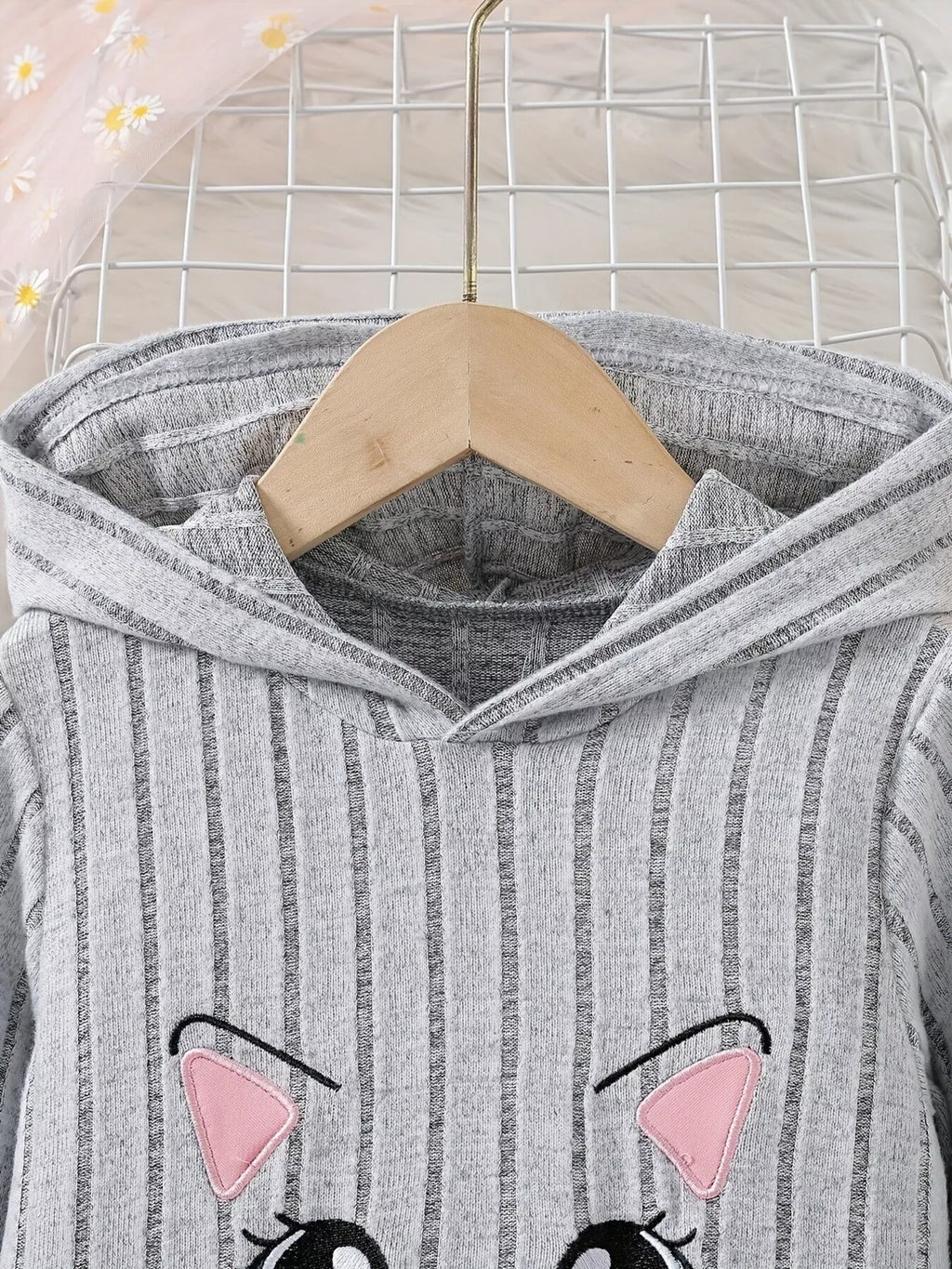Children's Ribbed Knit Hooded Top and Pants Set