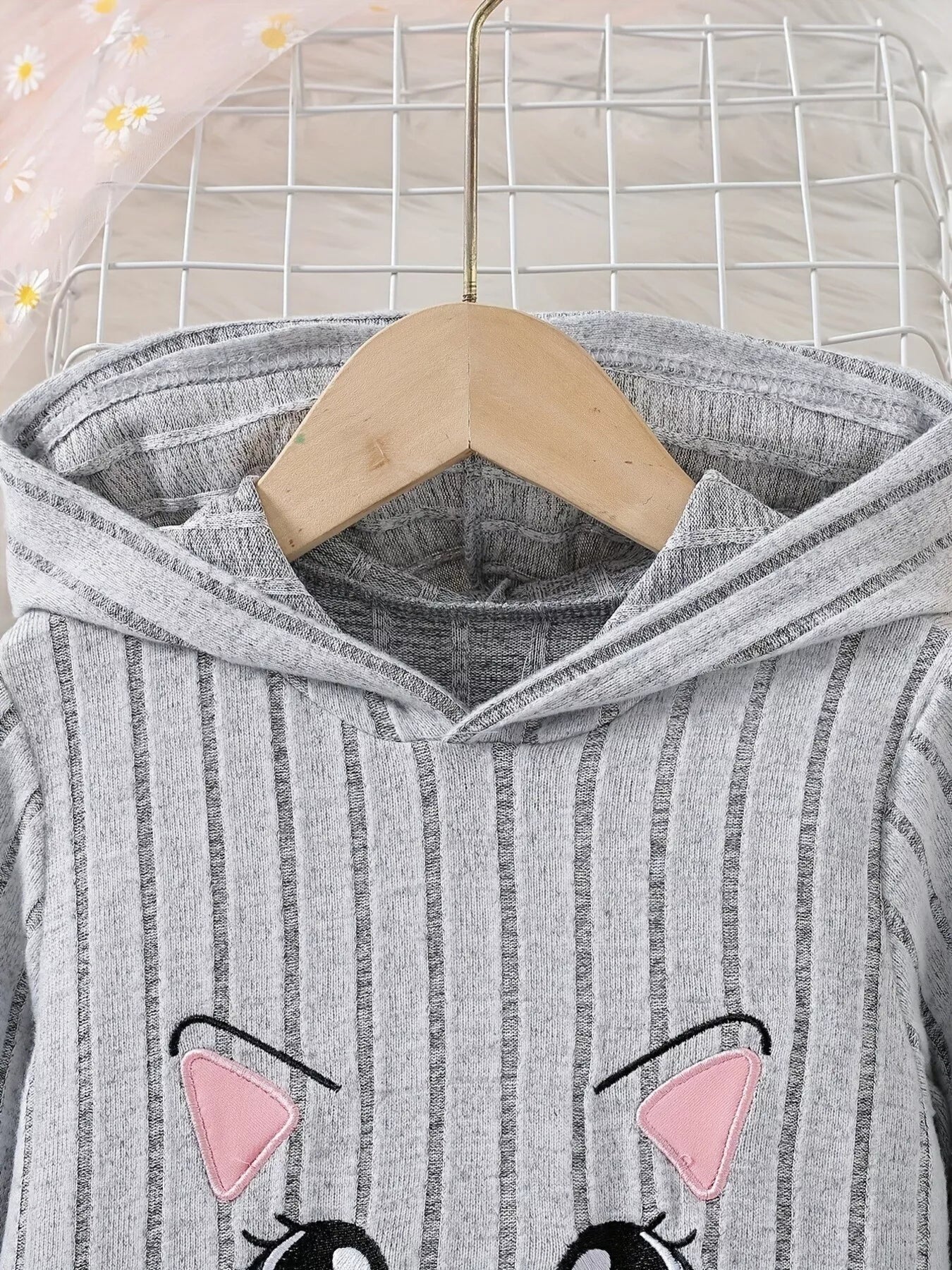 Children's Ribbed Knit Hooded Top and Pants Set