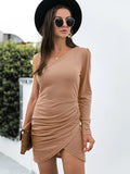 One Shoulder Ruched Bodycon Dress