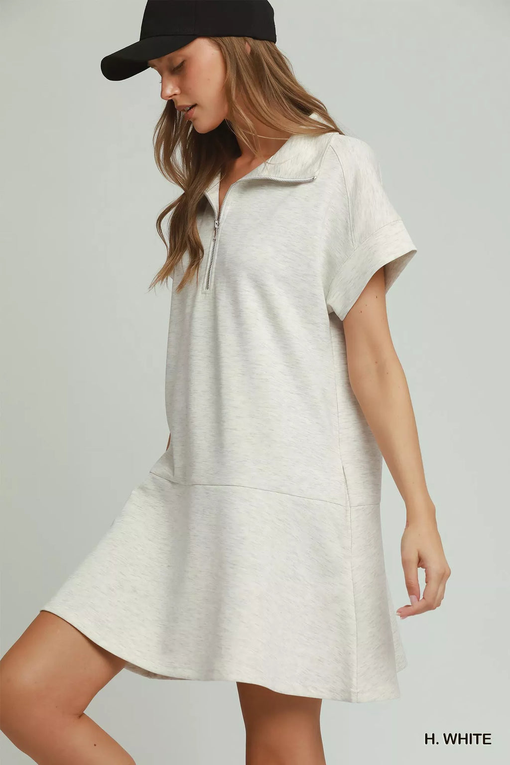 Umgee Collared Quarter Zip Dress with Size Pocket