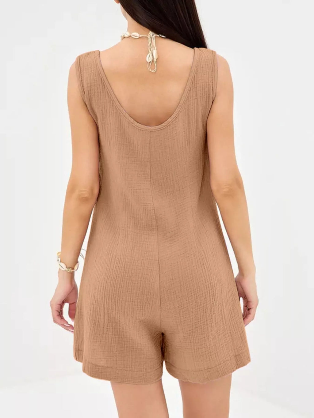 Casual Button-Down Sleeveless Romper