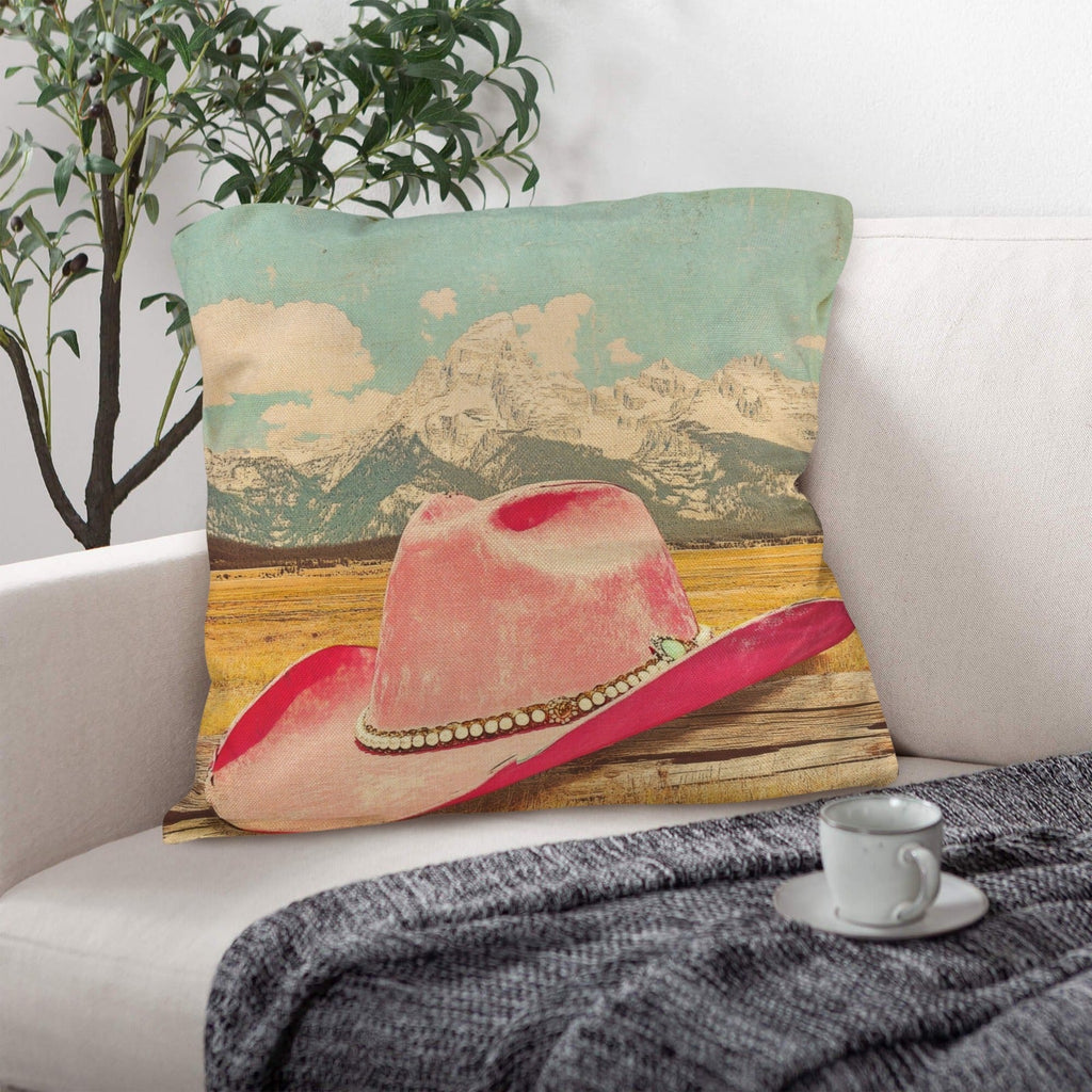 Baha Ranch Retro Pop Western Pink Hat Pillow Case Made America