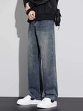 Men's Full Size Vintage Wash Wide Leg Jeans Plus Size