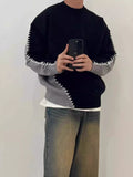 Men's Plus Size Two-Tone Mock Neck Sweater