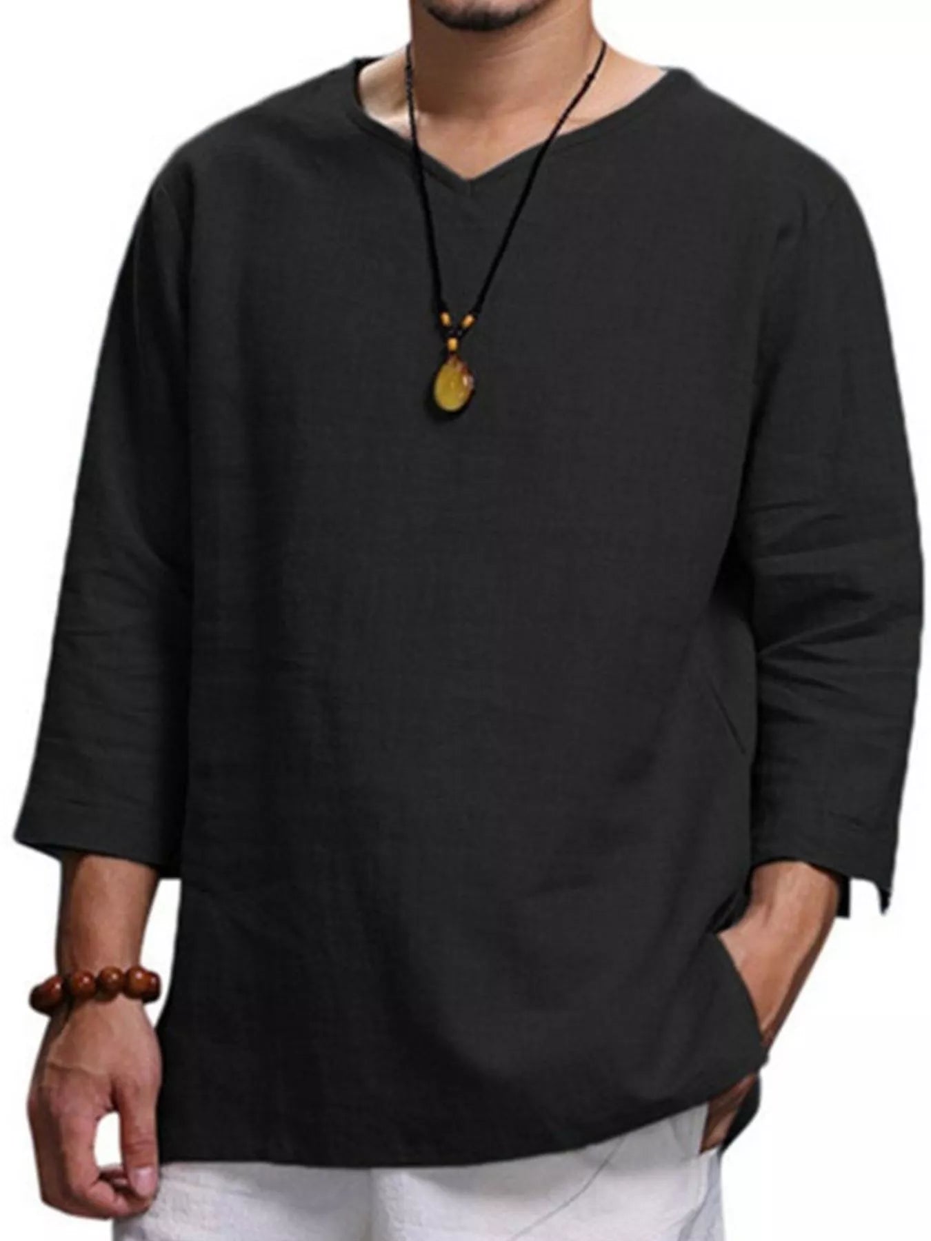 Men's Plus Size Casual Comfortable Fit 3/4 Sleeve Blouse