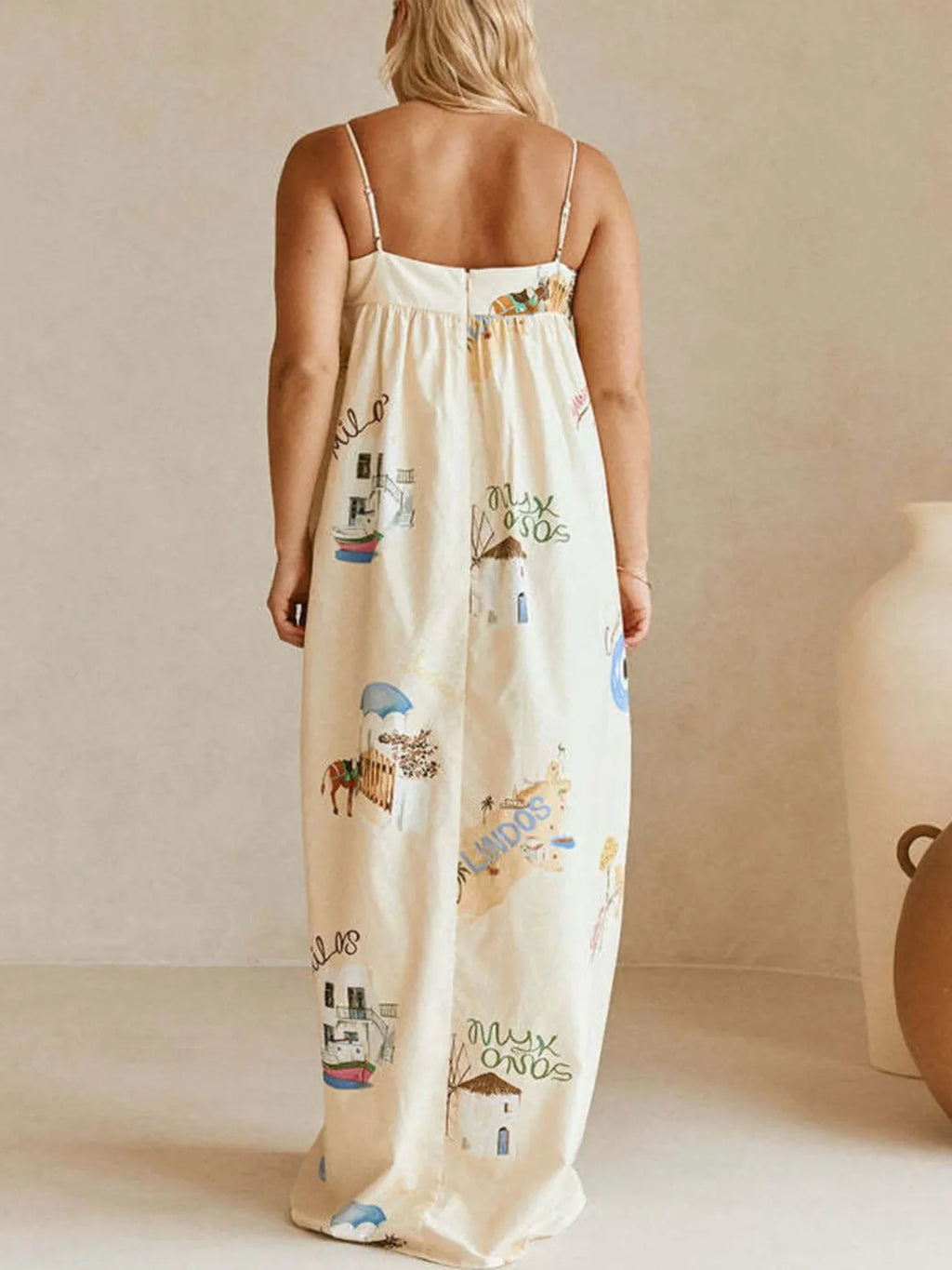 Bohemian Print Cami Maxi Dress with Pockets
