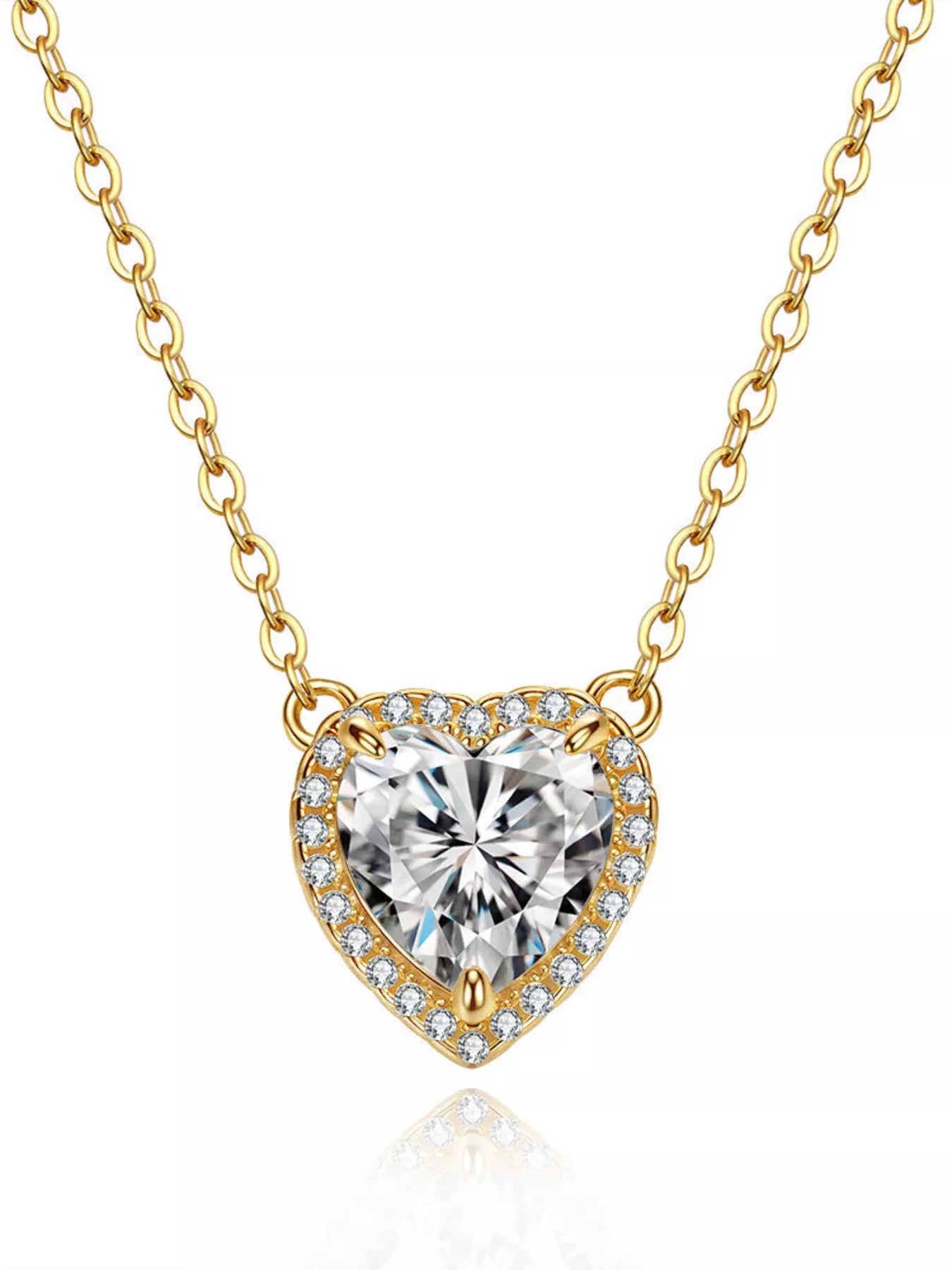 2 Carat 18K Gold-Plated Moissanite Heart Necklace