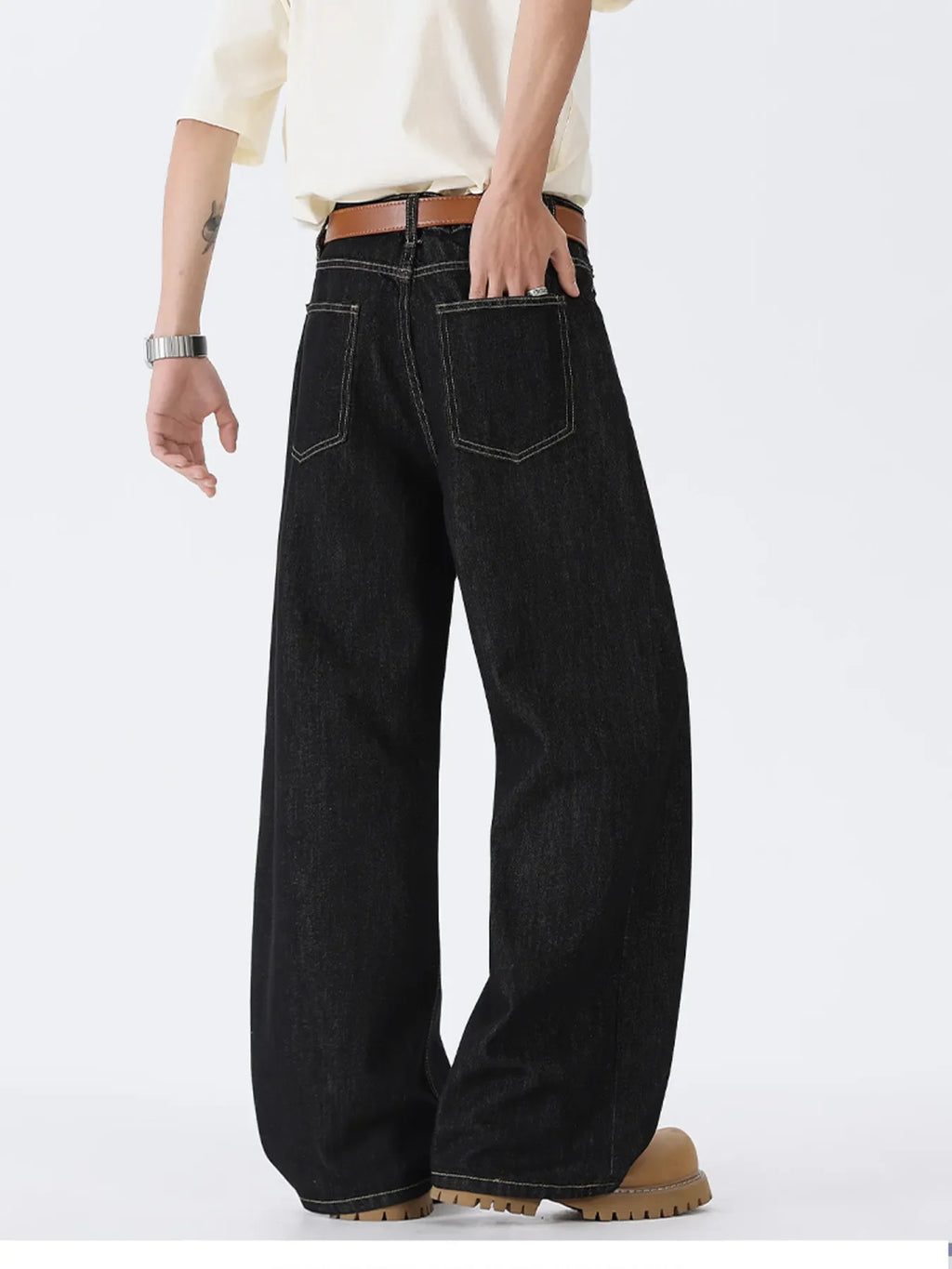 Men's Full Size Wide Leg Wash Jeans Plus Size