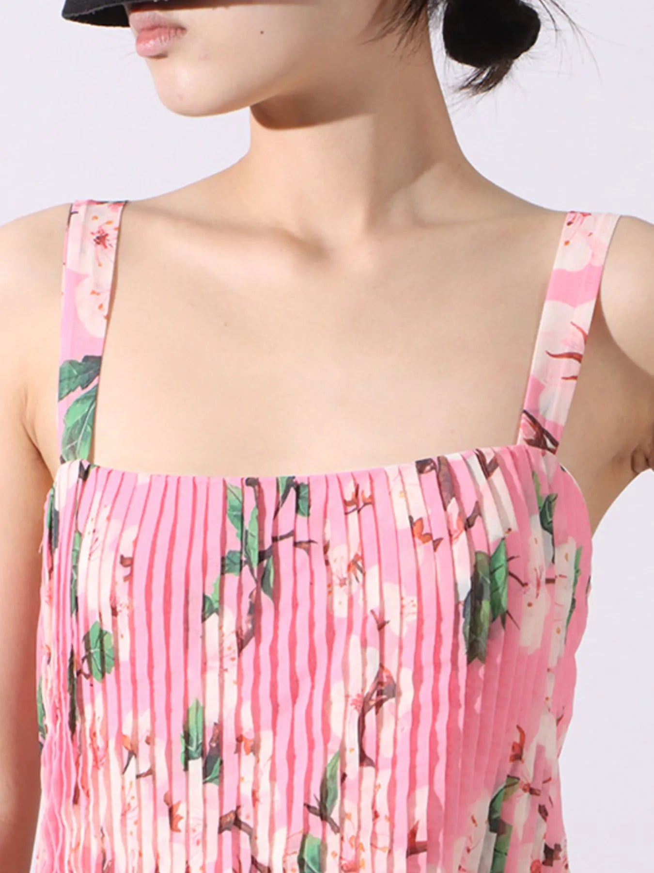 Floral Print Pleated Maxi Dress