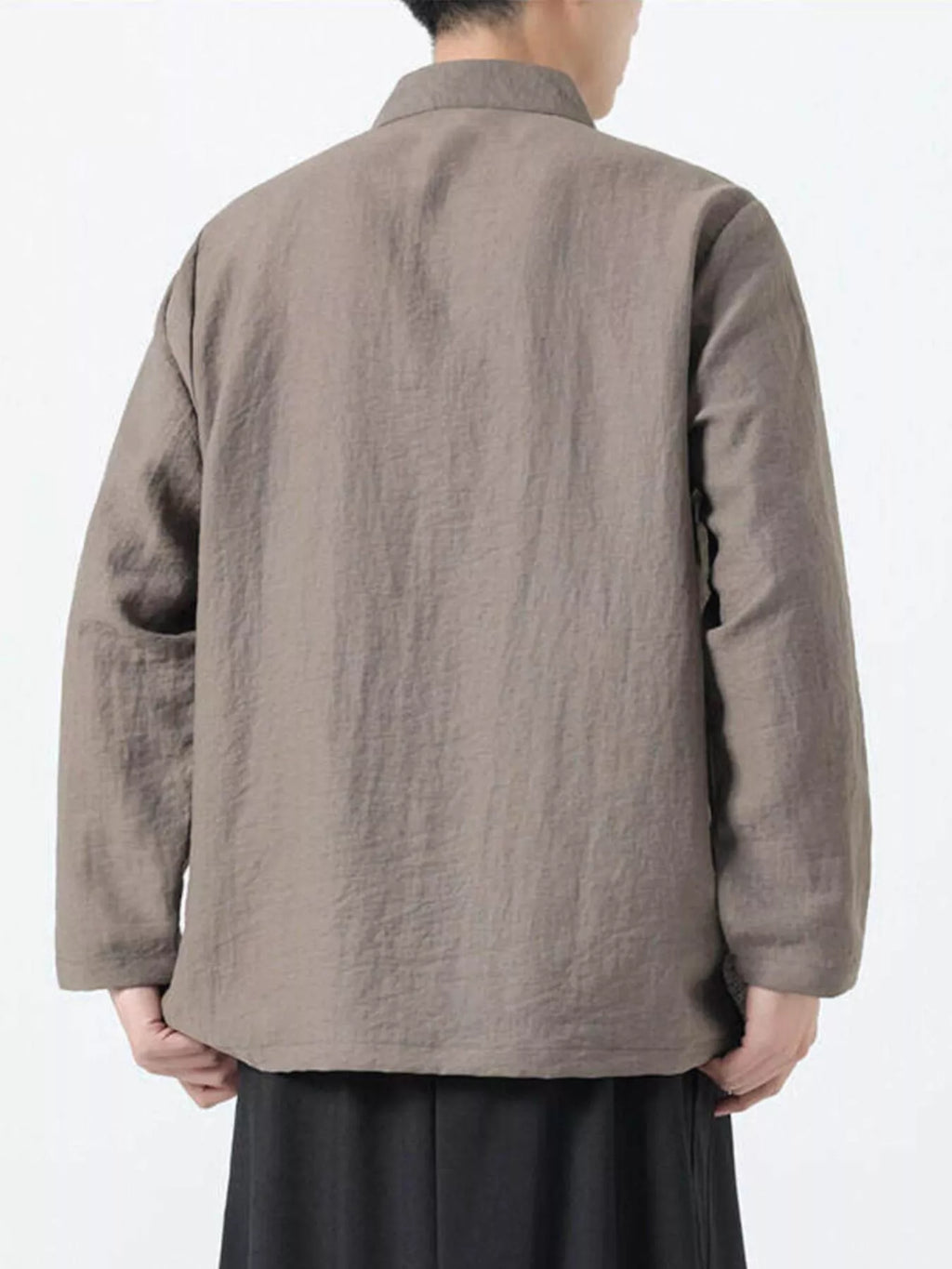 Men's Plus Size Chinese Style Embroidered Bamboo Linen Shirt