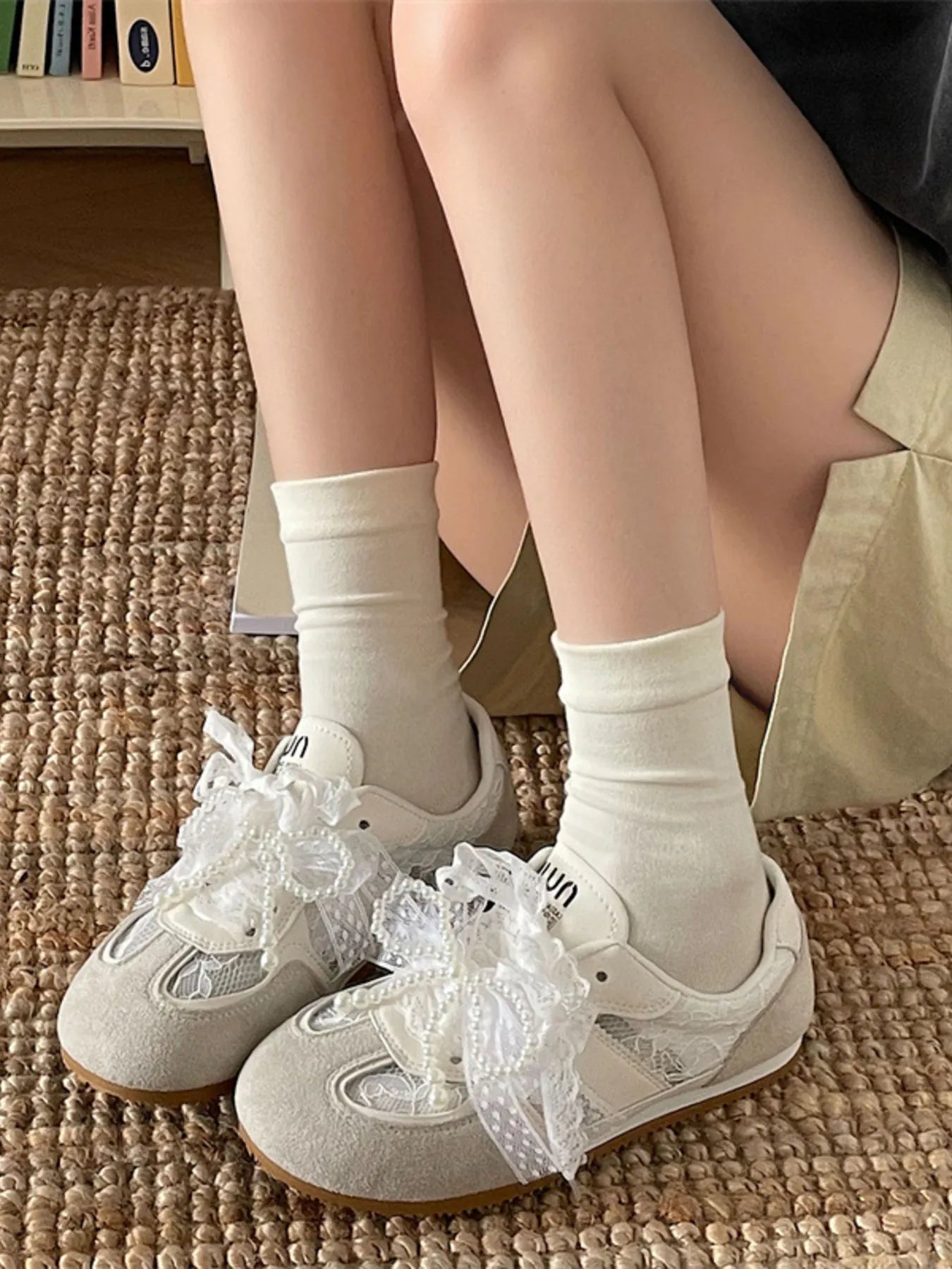 Vintage Lace Ribbon Sneakers