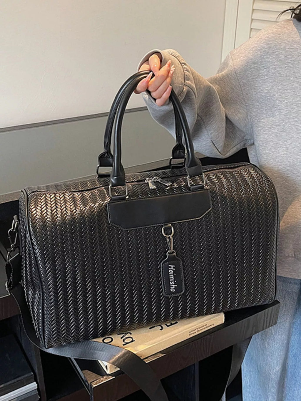 Textured Leather Travel Bag