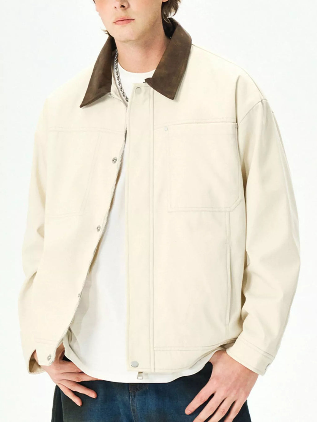 Men's Plus Size Snap Down Long Sleeve Jacket