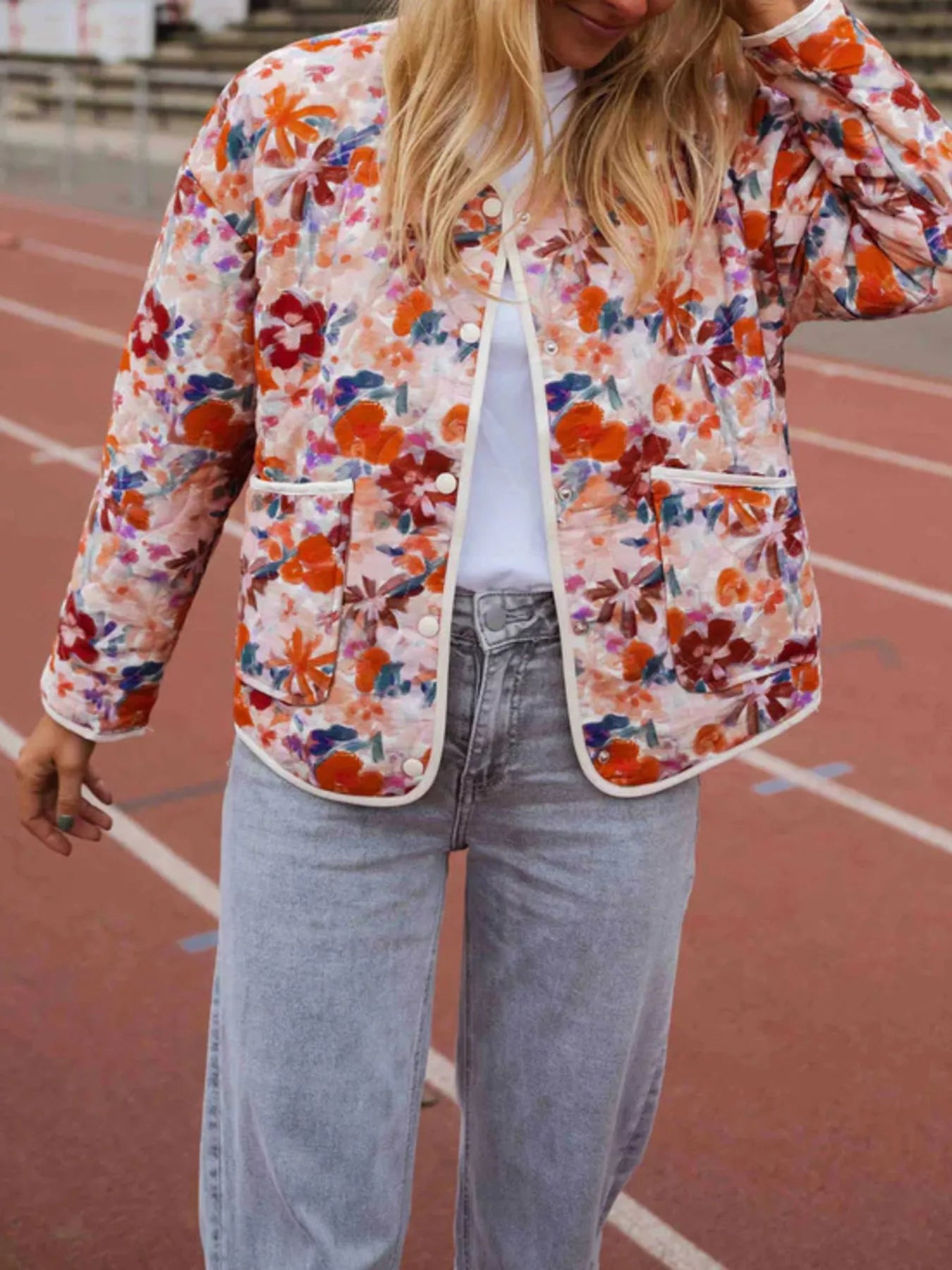 Floral Print Quilted Lightweight Outerwear