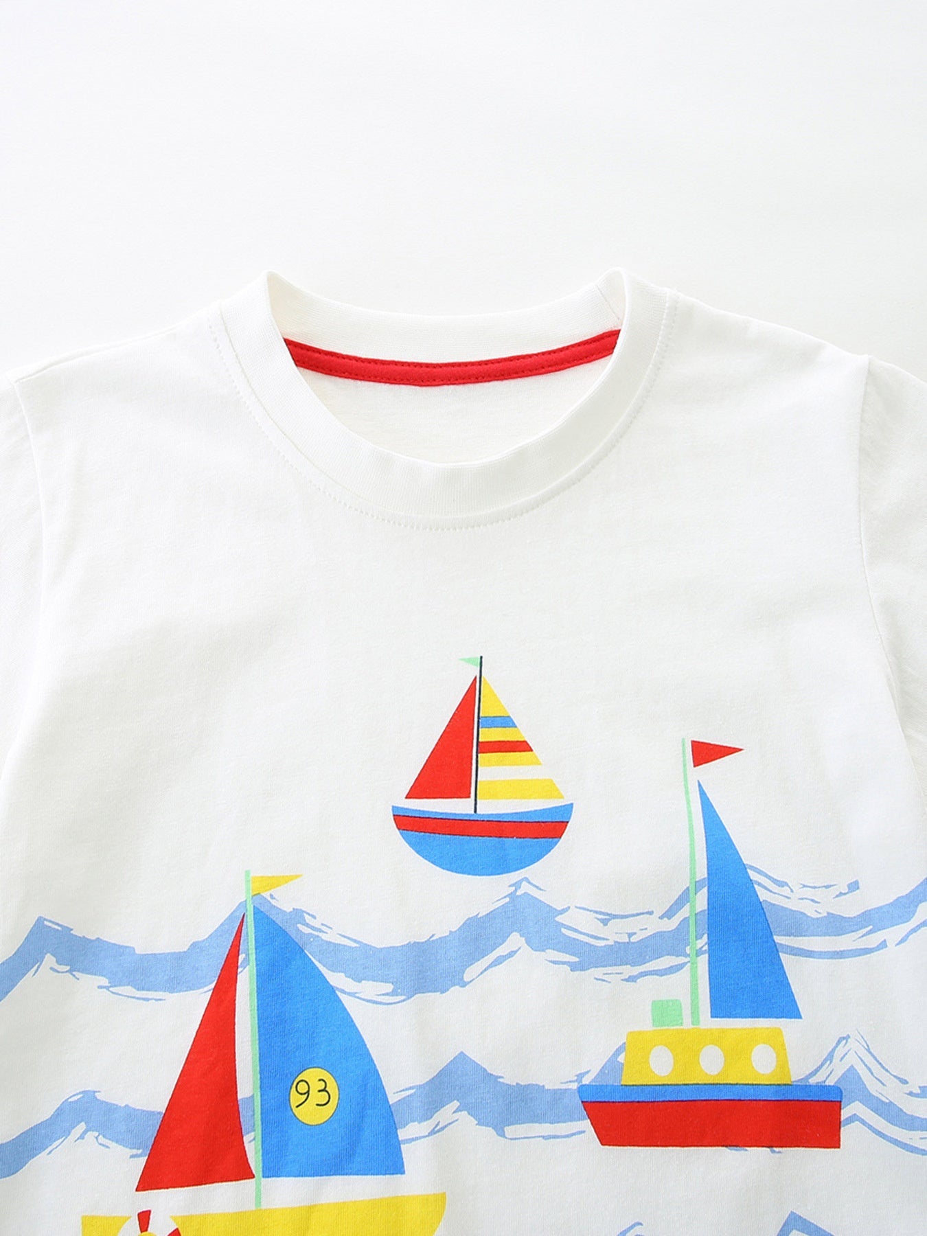 Children's Nautical Sailboat Print Crew Neck T-Shirt