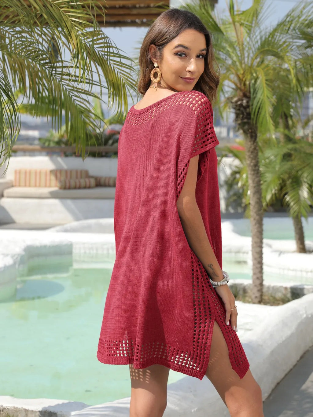 Crochet Trim Beach Cover Up Dress