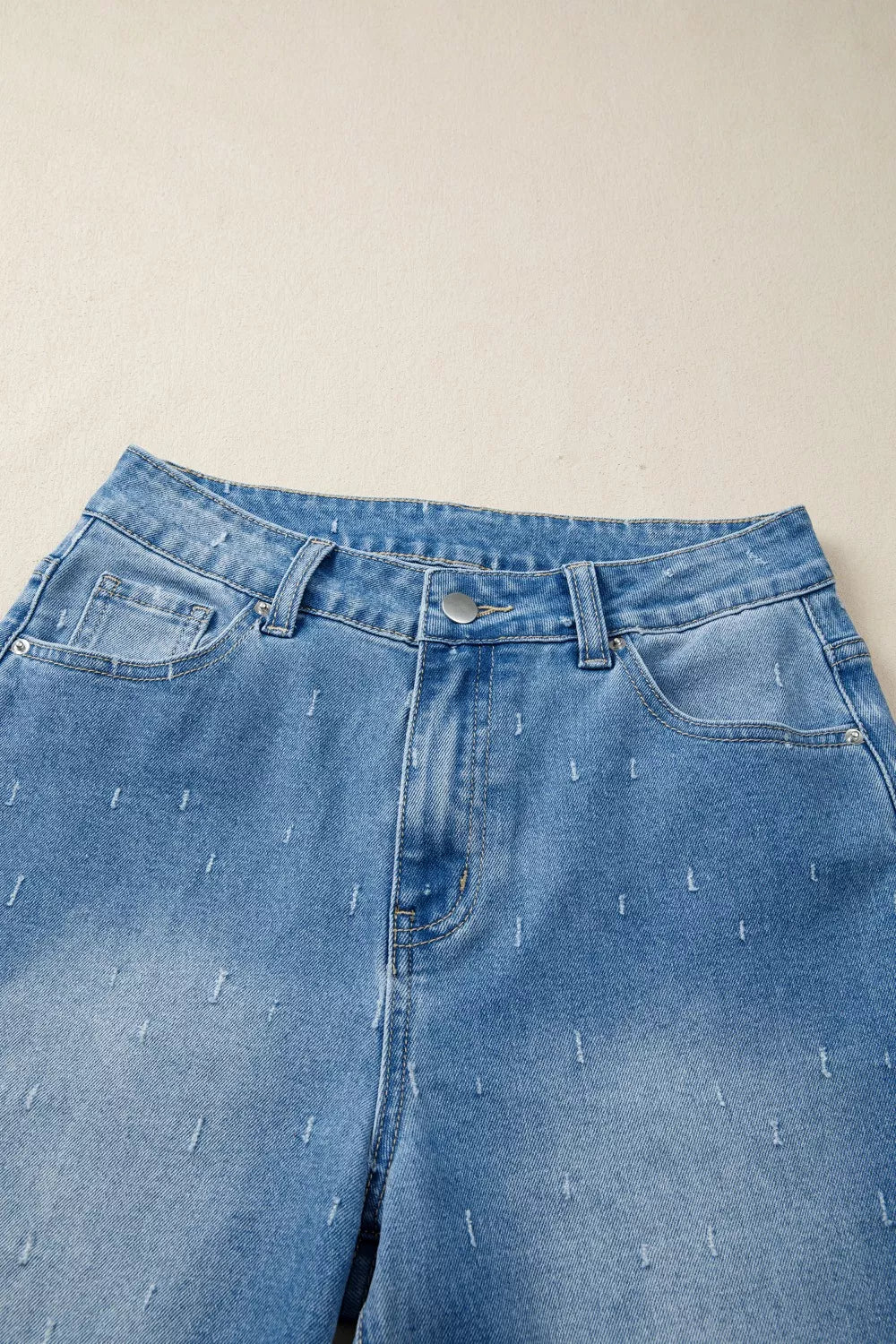 Distressed Detail Tummy Control Raw Hem Jeans