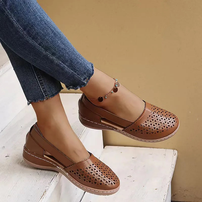 Cutout Round Toe Slip-Ons