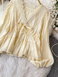 Lace Detail V-Neck Blouse