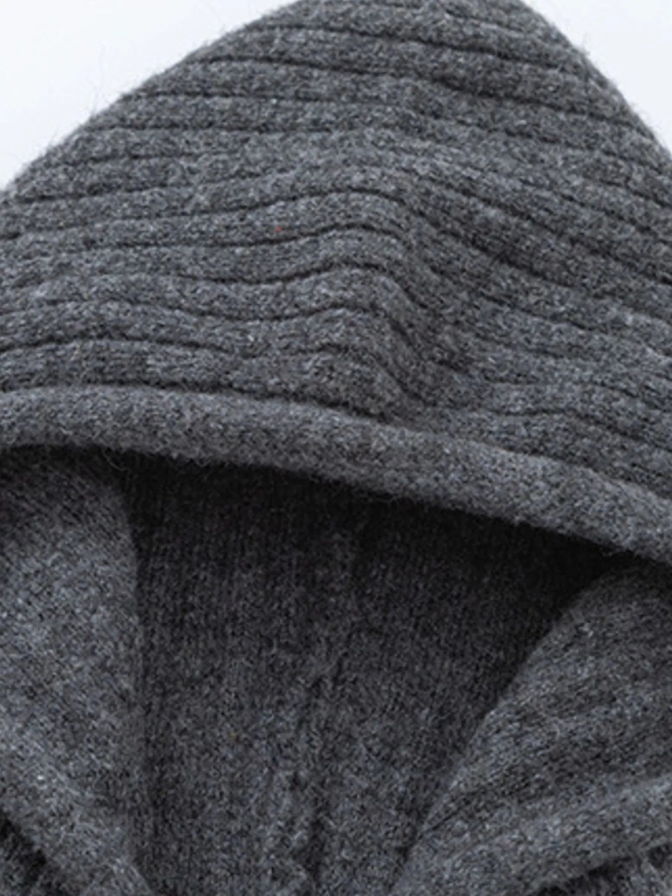 Men's Drawstring Ribbed Hooded Sweater