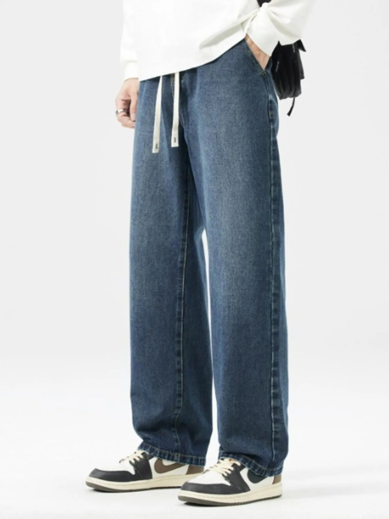 Men's Full Size Wide Leg Wash Jeans Plus Size