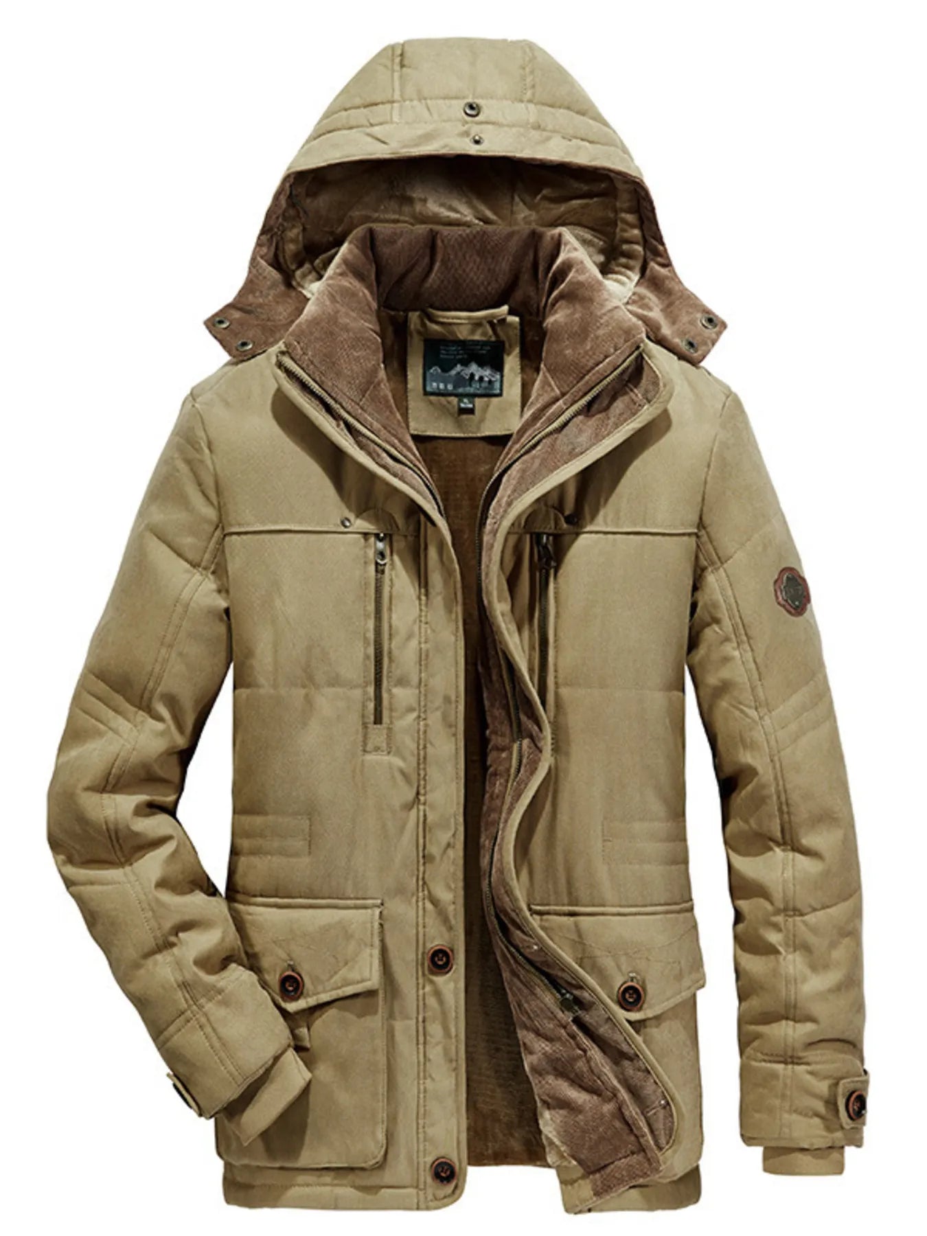Men's Plus Size Warm Hooded Zip Up Winter Coat